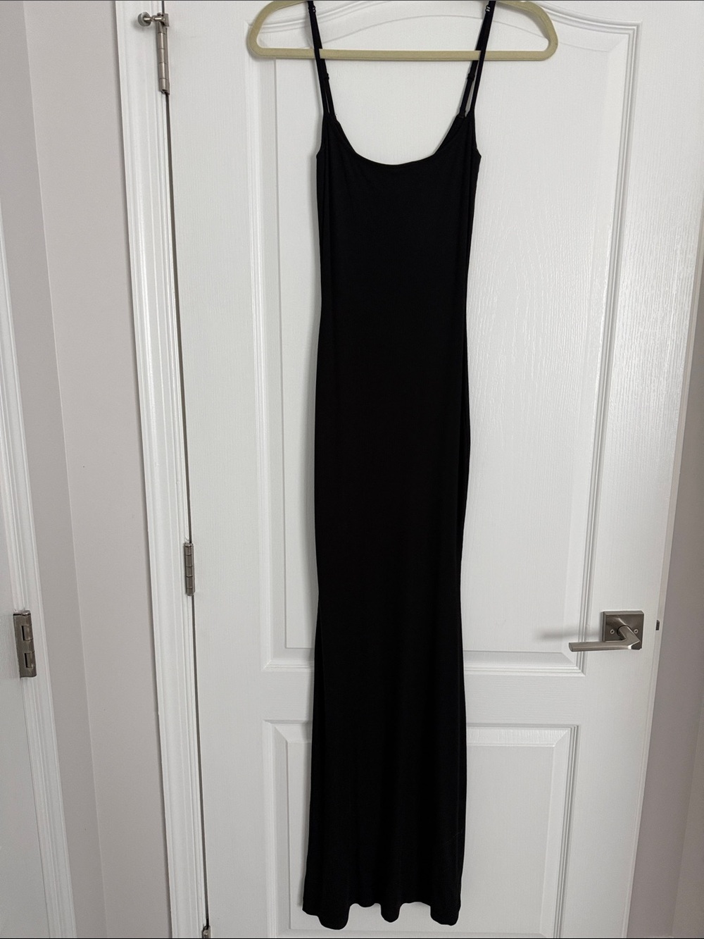 SKIMS Black Maxi Slip Dress with Spaghetti Straps